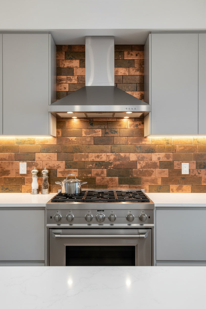 20 Sq. Foot Copper Tile 3x6 Patina Mix